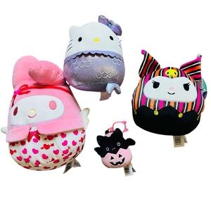 Sanrio Squishmallow Plush Bundle – 4pcs Kuromi, Hello Kitty, My Melody